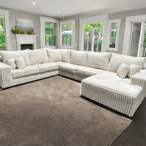 Plush Corduroy,4-piece sectional, ivory color