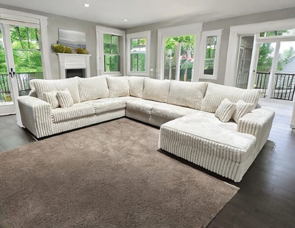 Plush Corduroy,4-piece sectional, ivory color