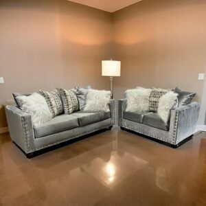 silver sofa set, living room, luxurious