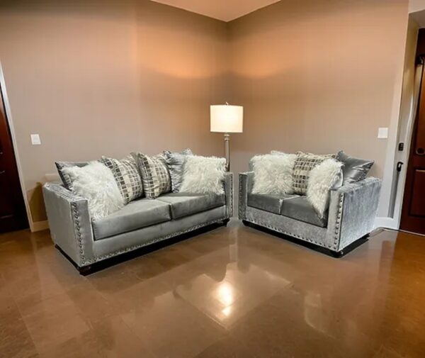 silver sofa set, living room, luxurious