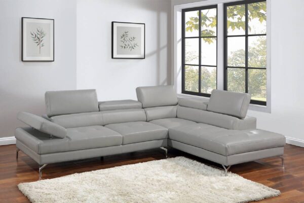 Light Gray faux leather sectional sofa