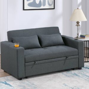 Convertible Sofa Bed with Built-in Cup Holders