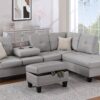 3-Piece Sectional grey faux leather