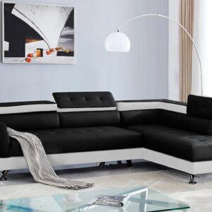 Black and White PU Leather Sectional, Modern style