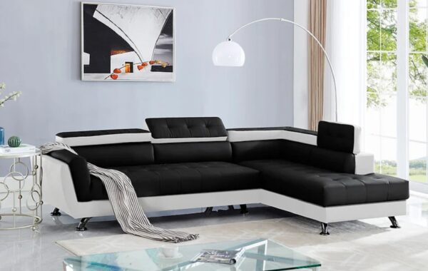 Black and White PU Leather Sectional, Modern style