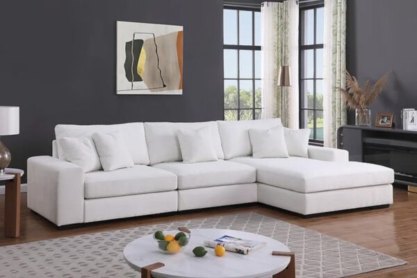 Cozy Sectional in Cream upholstery, 3-piece