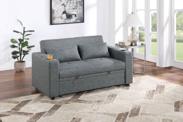 Sleeper Sofa, Convertible, with built-in cup holders