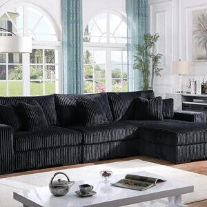 Black Soft Pin Stripe, furniture,sectional