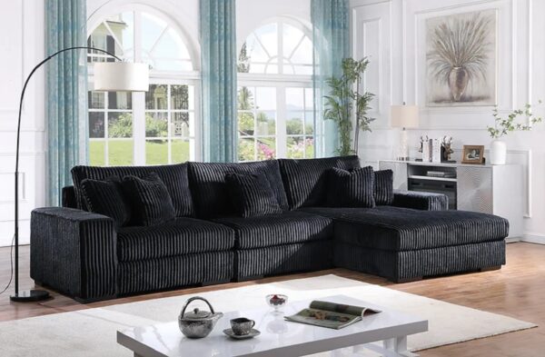 Black Soft Pin Stripe, furniture,sectional